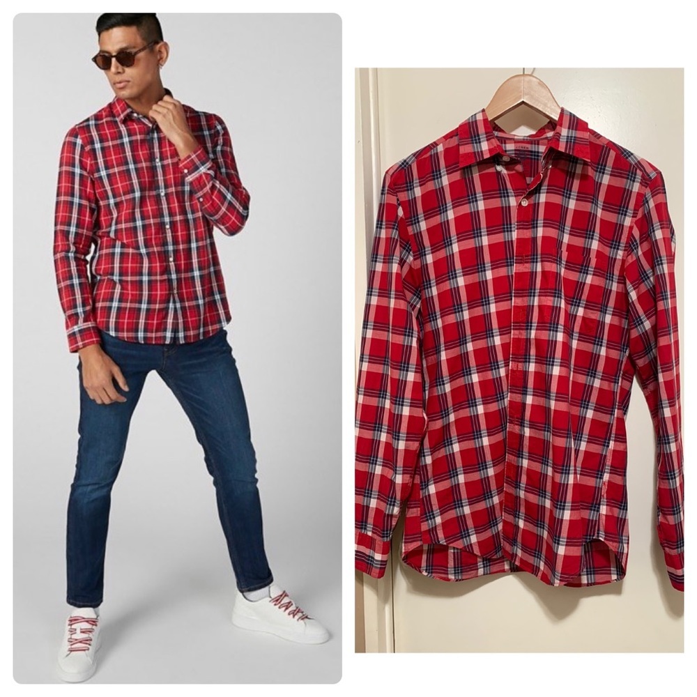 J. Crew Mens Small Long Sleeve Plaid Check Shirt